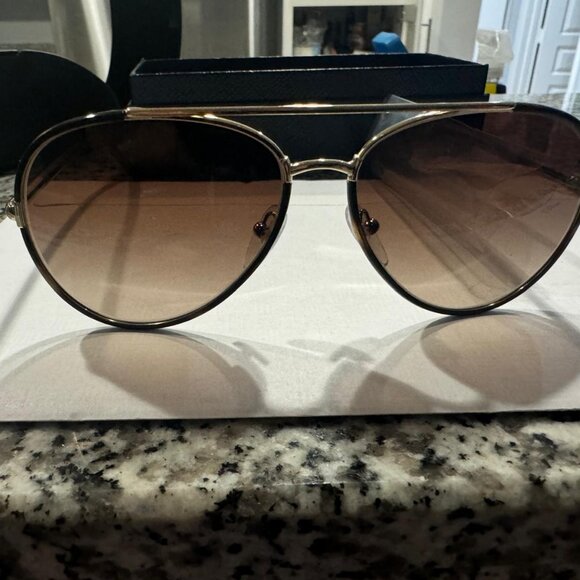 Prada PR 66XS 2AU6S1 Havana Metal Round Sunglasses Brown Gradient Lens - Picture 5 of 10